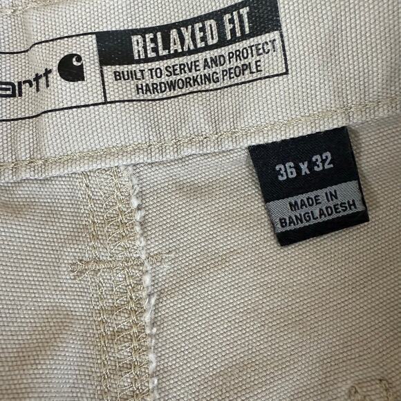 Carhartt Rugged Flex Relaxed Fit Canvas Work Pants Tan Khaki Mens 36x32 Workwear - Picture 8 of 14